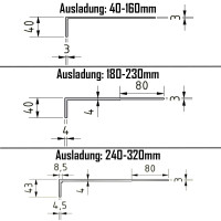 Aluminium-L-Wandhalter-160 WB6 40/160/3-160 mm